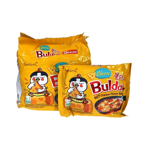 SAMYANG BULDAK HOT CHICKEN SPICY RAMEN KOREA INSTANT PACKAGED NOODLES,4.94 OZ,CHEESE,5 PACK