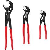 MAXPOWER 7" 10" 12" Water Pump Pliers, Quick Adjustment Push Button Pliers | Jaw Capacity 0.98" 1.4" 1.6", 3-pieces Tongue-and-Groove Pliers Set