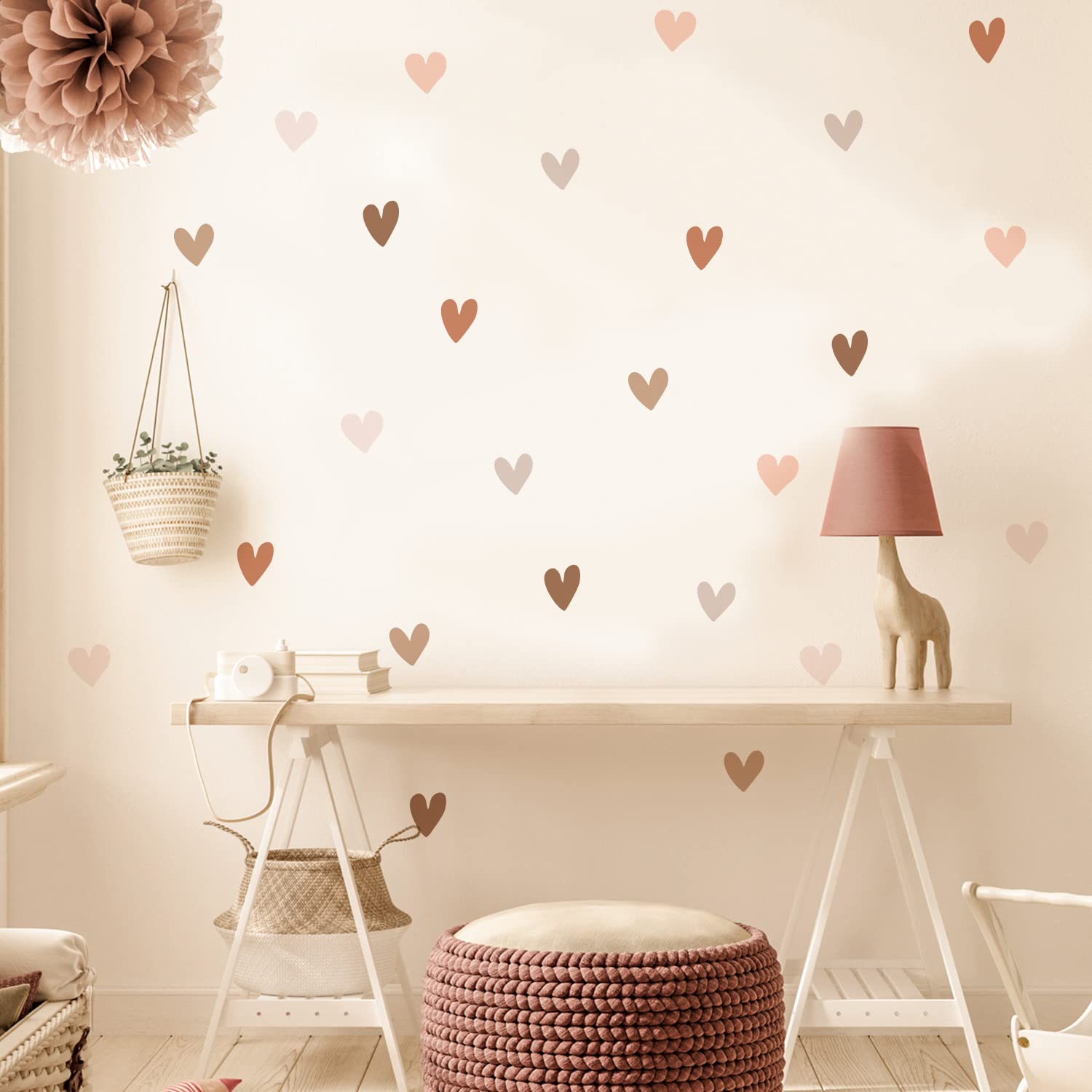 Boho Wall Stickers | DIY Decorative Art Decor for Nursery, Removable Vinyl Sticker for Girls Bedroom, Nursery, Baby Room, Play Room, Peel and Stick | Cute Heart Kids Wall Decals (P9) — image 1