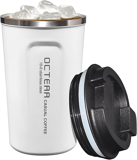 Amazon Octerr マグカップ 保温 コーヒーカップ コンビニカップ 携帯マグ 保冷 タンブラー 真空断熱 ステンレス製 蓋付き 持ち運び 直接ドリップ プレゼントに 380ml ホワイト タンブラーグラス オンライン通販