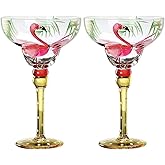 Glass Cocktail Glasses Flamingo Glasses Set of 2, Coupe, Coupe Glasses for Cocktails for Home, Bar, Restaurants and Parties Margarita Cocktail Glasses