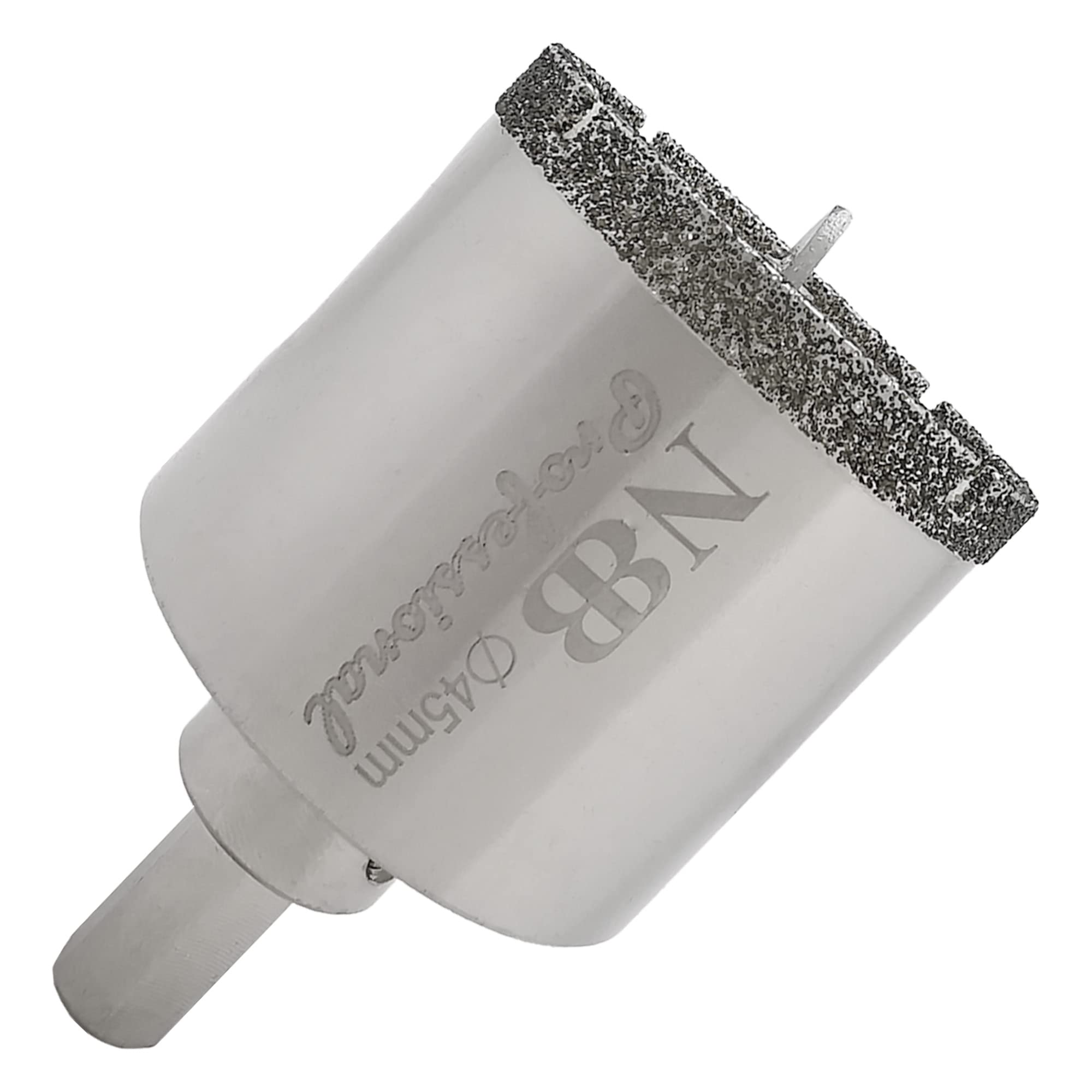 NBB Diamond Drill Bits with Triangle Shank, Diamond Crown, Wet Drill in Marble, Luxury Stone, Ceramic, Granite, Tile, Glass, Galvanized, In Cable Drills or Cordless (45mm)