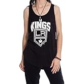 Calhoun NHL Distressed Team Logo Ladies Flowy Racerback Crochet Lace Tank Top