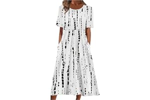 ZEFOTIM Summer Dresses for Women 2024 Long Sleeve Floral V Neck Maxi Dress Casual Fashion Beach Dresses