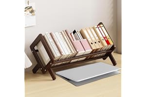 Fox Claw Wood Tilting Bookcase in Living Room/Home/Office, Desktop Book Shelf Organizer Bookshelves Storage Rack for CDs/Magazine/Books Display (Coffee, 16"-L)