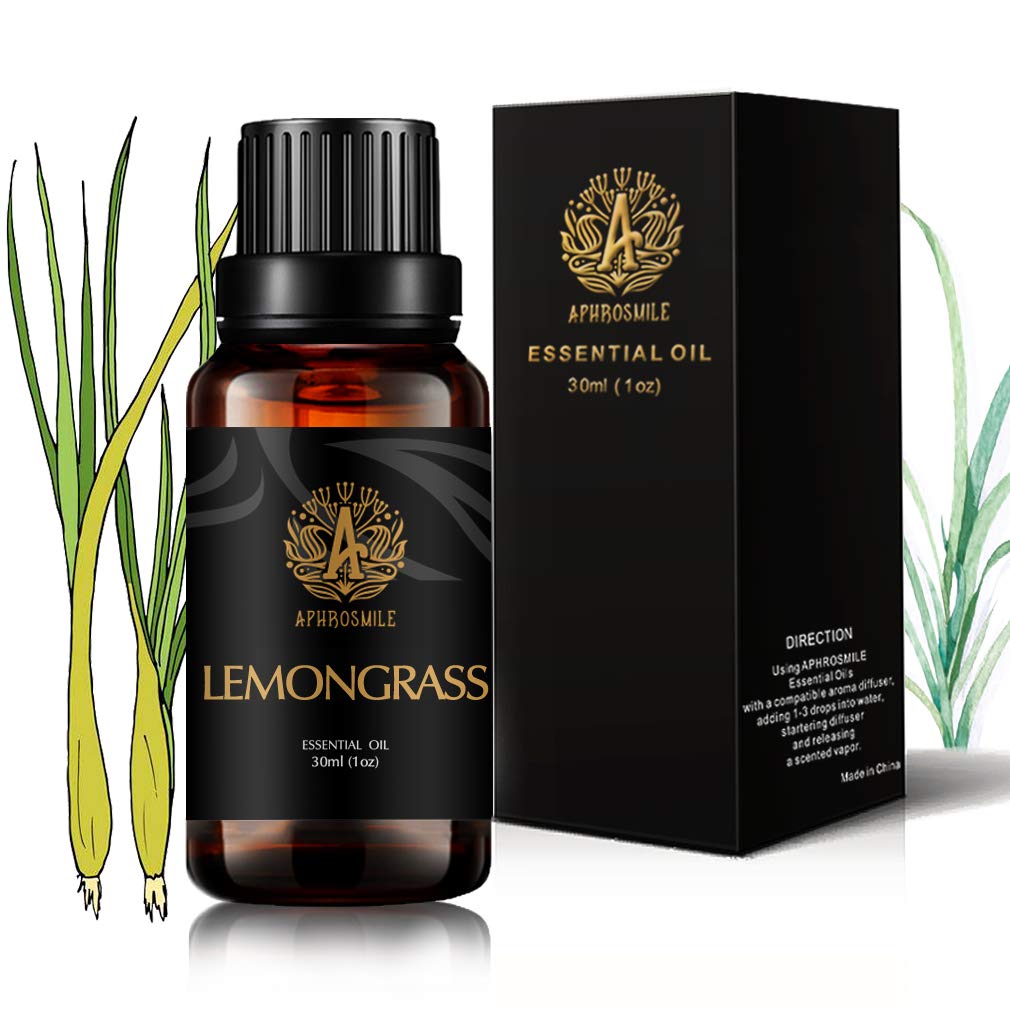 Therapeutic Grade Lemongrass Essential Oil for Diffuser, 100% Pure Essential Oil Lemongrass for Humidifier, Aromatherapy Lemongrass Oil Fragrance for Home Massage, 30ml Lemongrass Scent Essential Oil