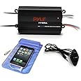 Pyle 200W RMS 4-Channel Marine Amplifier - Bluetooth Wireless Audio Streaming - Waterproof - Full Range Stereo w/ RCA - High Crossover HD Music - Multi-Channel System - Compact & Powerful - PLMRMB4CB