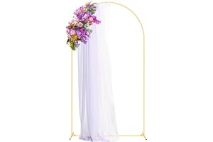 ITEFDTUTNE Arch Backdrop Stand 7.2FT Gold Wedding Arch Backdrop,Metal Arch Backdrop Stand for Anniversary, Arched Backdrop Frame for Birthday Parties Garden Background Decoration