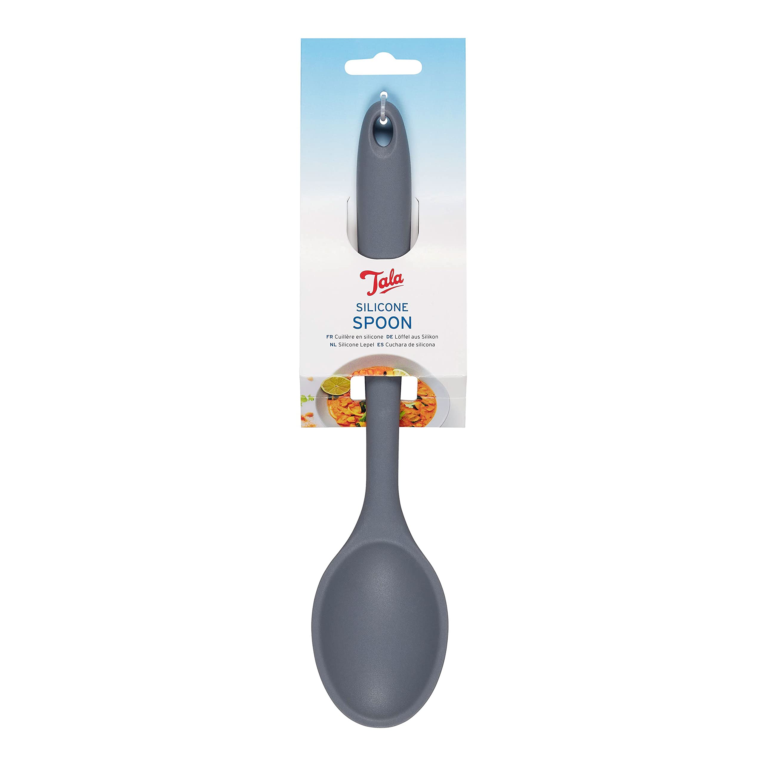 Tala Silicone Serving Spoon in Grey Colour, Heat Resistant up to 240 Degrees and Ideal for Serving All tasks of Sauces and Soups, Ideal to use with Non-Stick Cookware, Dishwasher Safe