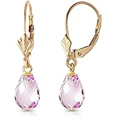 Galaxy Gold GG 14k Yellow Gold Pink Topaz Leverback Earrings