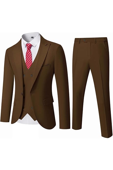 Costume Slim 3 Pièces Pour Homme - Veste, Gilet Et Pantalon Pour Mariage, Bureau Ou Soirée (Style Années 70)