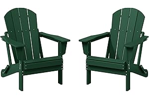 WestinTrends Malibu 2 Piece Set Outdoor Folding Poly Adirondack Chair, Dark Green