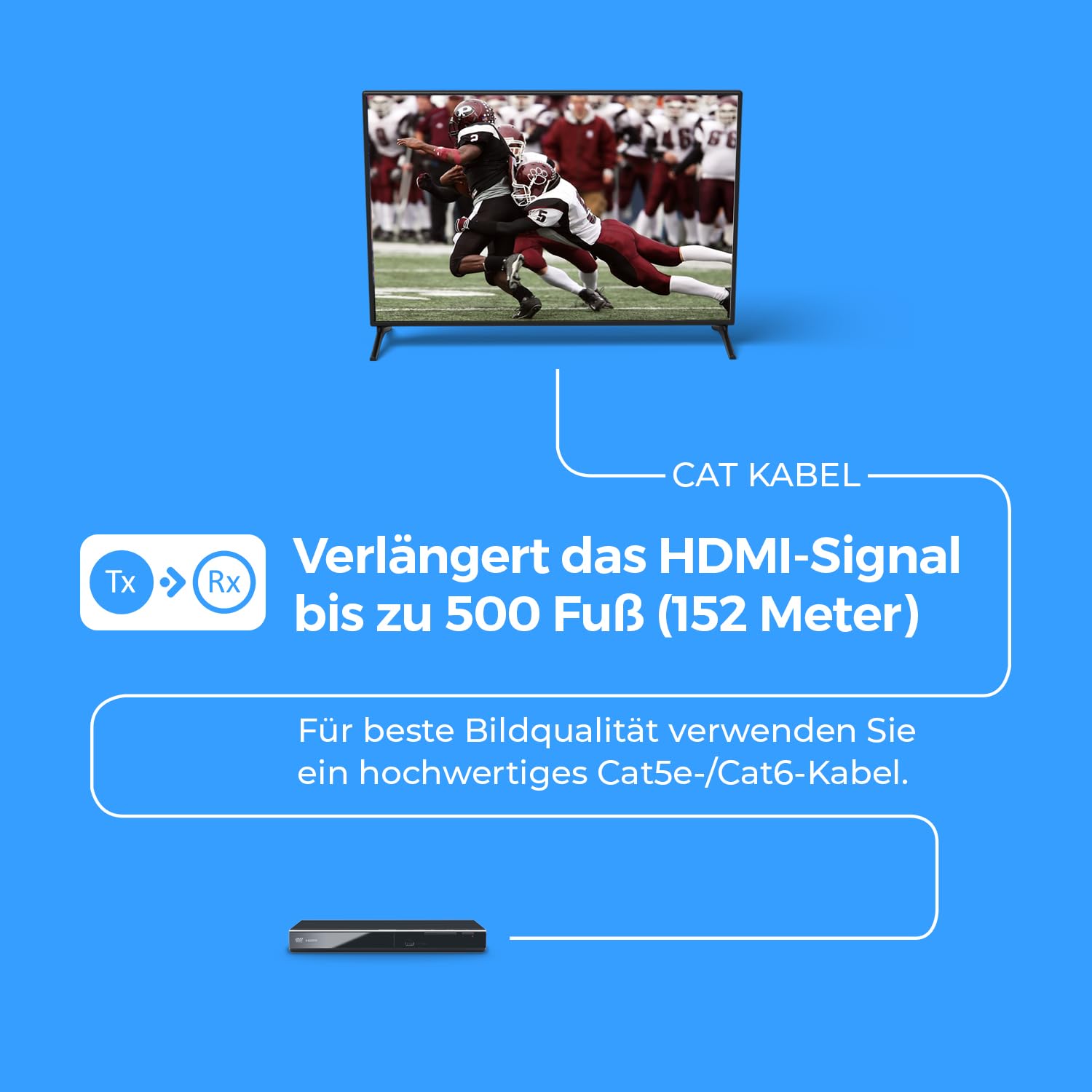 OREI 1080p HDBaseT HDMI Extender over Cat5e/6 Ethernet LAN cable - Up to 500 Feet, Supports HDCP 1.4, Bi-Directional IR, HDMI Loop-out, RS-232, PoC, HDMI Balun (EX-500IR)