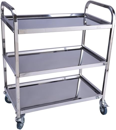 Yosoo Edelstahl Servierwagen Mobile Trolley Kuchenwagen 3 Boden Fur Gastronomie Restaurant Amazon De Kuche Haushalt