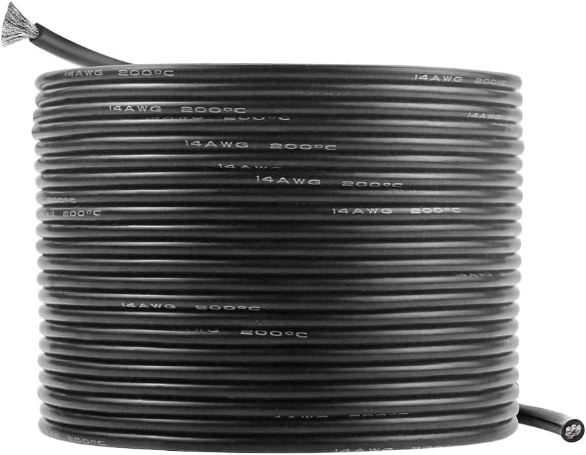 Silicone Wire 14 AWG Black 33 feet 14 Gauge Ultra Flexible Stranded Tinned Copper Conductor Electric Wire Cable For DIY,model planes,model ships,batteries,household appliances