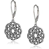 925 Sterling Silver Dangle Drop Earrings for Women, 14K Gold Trendy Celtic Knot Leverback Dangle Earrings, Lightweight Hypoallergenic Jewelry