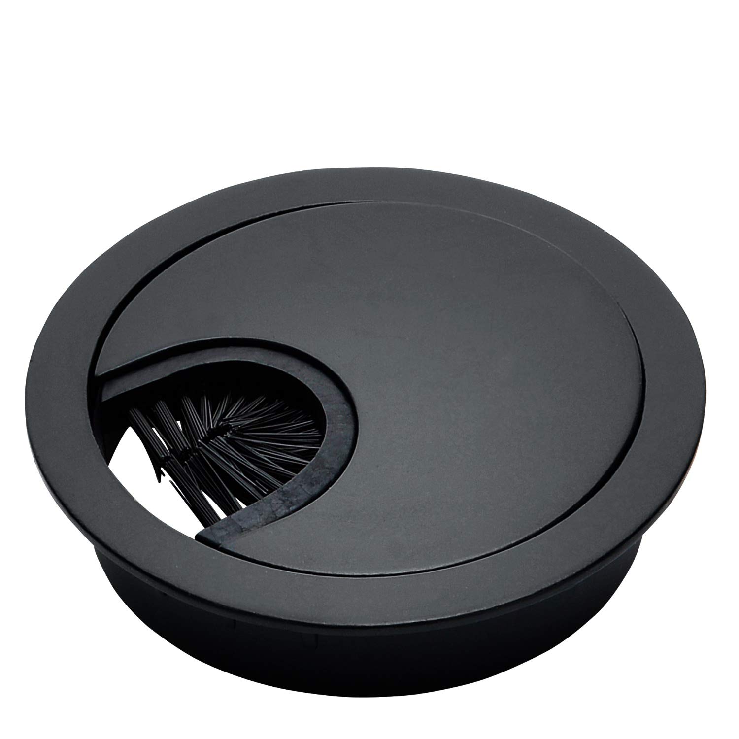 Matte Black Metal Cable Grommet 2 Piece Lock in Feature with Brush