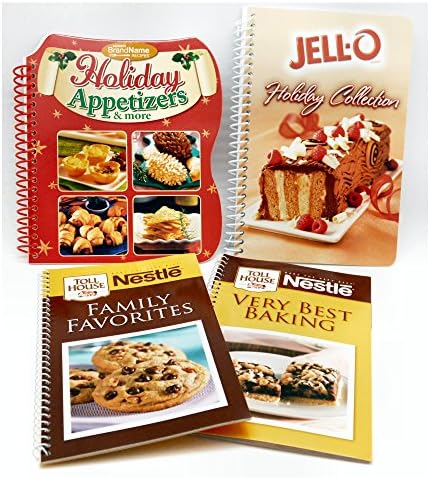 Bundle Set of 4 Holiday Christmas Baking and Party Recipe Books, Jello (R) Toll House (R) and Favorite Brand Names