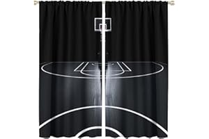 JESTRONRY Basketball Sports Curtain,Basketball Court Sports Theme Room Darkening Door Window Rod Pocket Curtain for Teen Boys Bedroom Living Room Decor W42xL45in