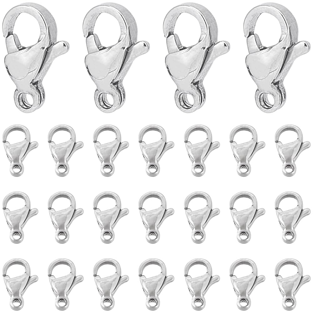 SUNNYCLUE 1 Box 100Pcs Stainless Steel Lobster Clasps Jewellery Lobster Claw Clasp 6x9mm Mini Small Fastener Hook Clasps Bracelet Clips Closures Necklace Connector Clasp for Jewellery Making Supplies