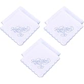 Ymcafmo 6-Pack 12 Inch Wedding Handkerchiefs, Elegant Embroidered Bridal Hankies, Something Blue Gift for Bride, Maid of Honor, and Wedding Guests