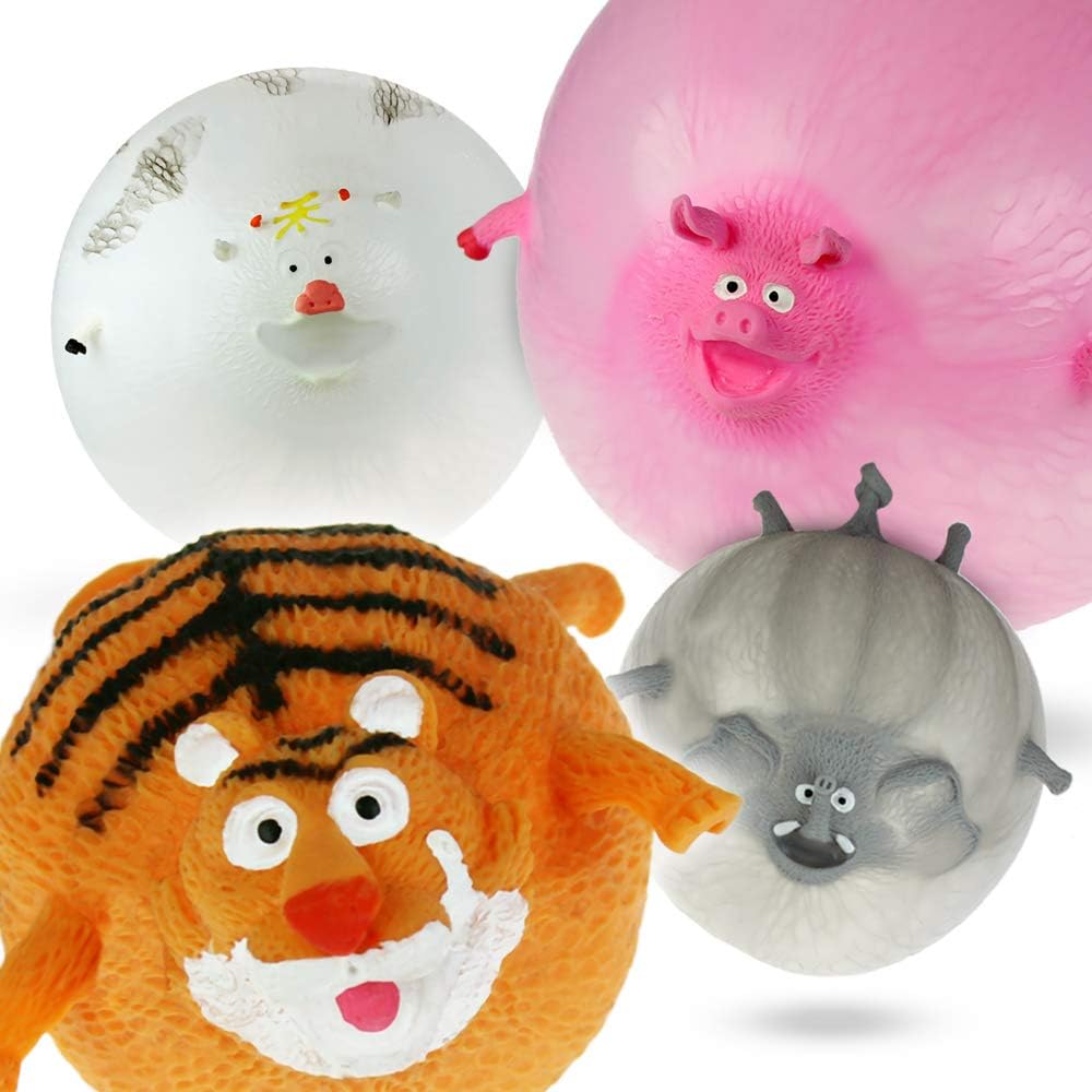 Monsterzeug Funny Animal Balloons for Inflating in Set of 4, Decoration, Balloons Cow, Pig, Tiger and Elephant, Inflatable up to 30 cm Diameter