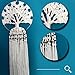 Dream Catchers Macrame White Cotton Knitted with TREE of LIFE theme, LARGE SIZE (37.4 length x 9.84 diameter) Wall Hanging Home Decoration, Boho Wedding Ornament Decor + 1 Natural Feather Pen GiFT