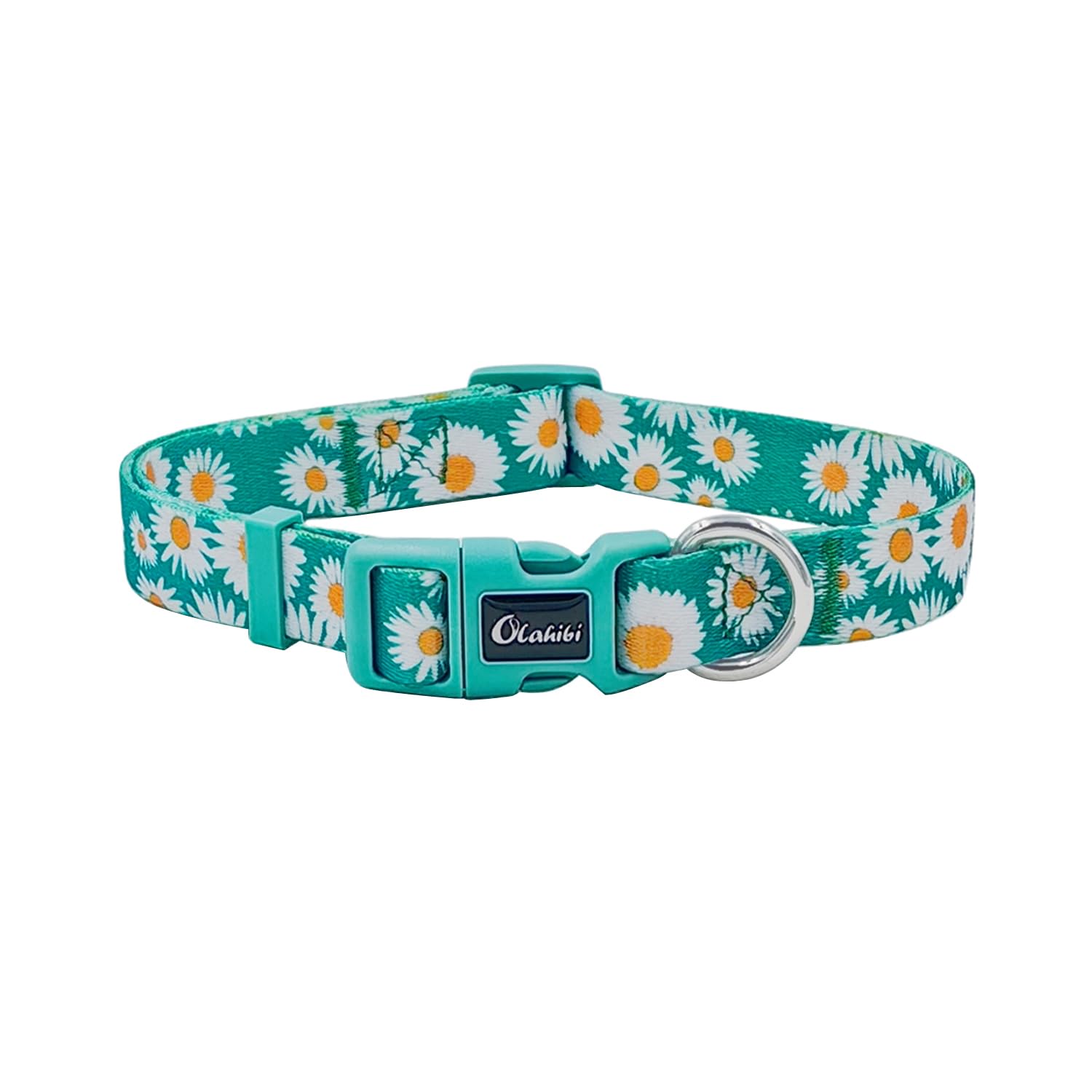 Olahibi Basic Dog Collar, Soft and Durable Polyester Material, Adjustable Length, for Puppy Dogs.(XS, Green Daisy) — image 1