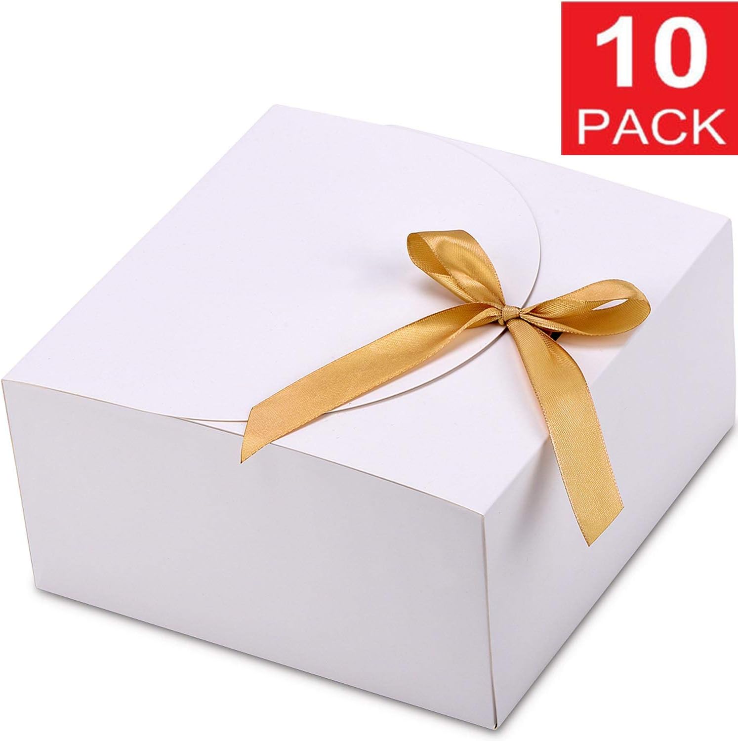 Gift Boxes with Lids, WantGor 10 Pack 8x8x4inch Kraft Paper Gift Wrap