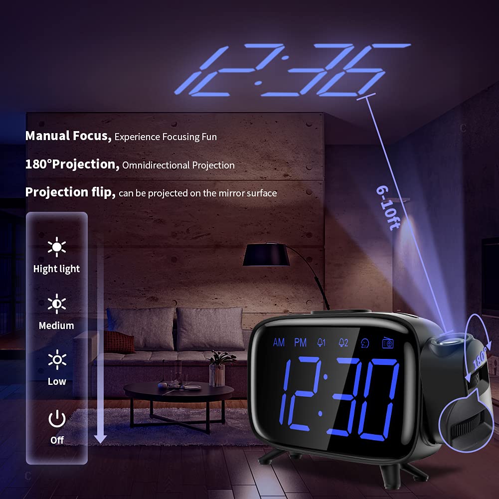 ELEHOT Direct Alarm Clock Projection Clock Digital with Power Adapter