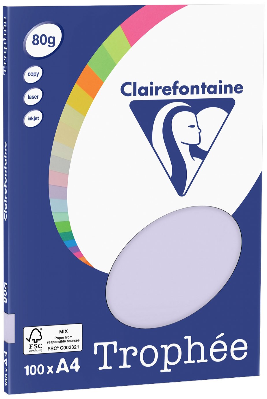 Clairefontaine Trophee Copying Paper (A4, 80g/m², 100 Sheets) A4, 21 x 29.7 cm Violet