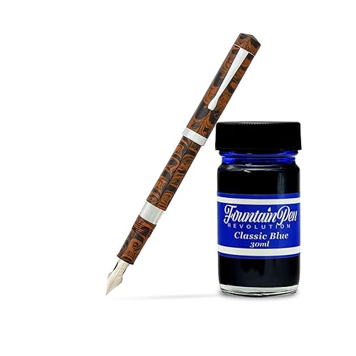 FPR Jaipur V2 Fountain Pens for Writing w/Blue Ink Bottle – Piston Filled  Refillable, Stainless Steel Ultra Flex Nib Calligraphy Fountain Pens