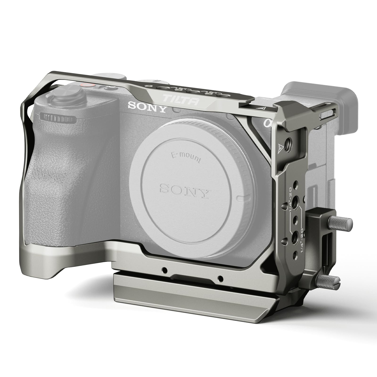 Tilta A6700 Cage, Full Camera Cage Compatible with Sony a6700 with HDMI Cable Clamp and Arca Baseplate - Titanium Gray TA-T54-FCC-TG