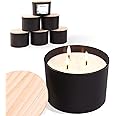 LAMORGIFT 6-Pack 16 oz Candle Jars - Frosted Black Glass with 3 Wicks, Empty Containers for Candle Making