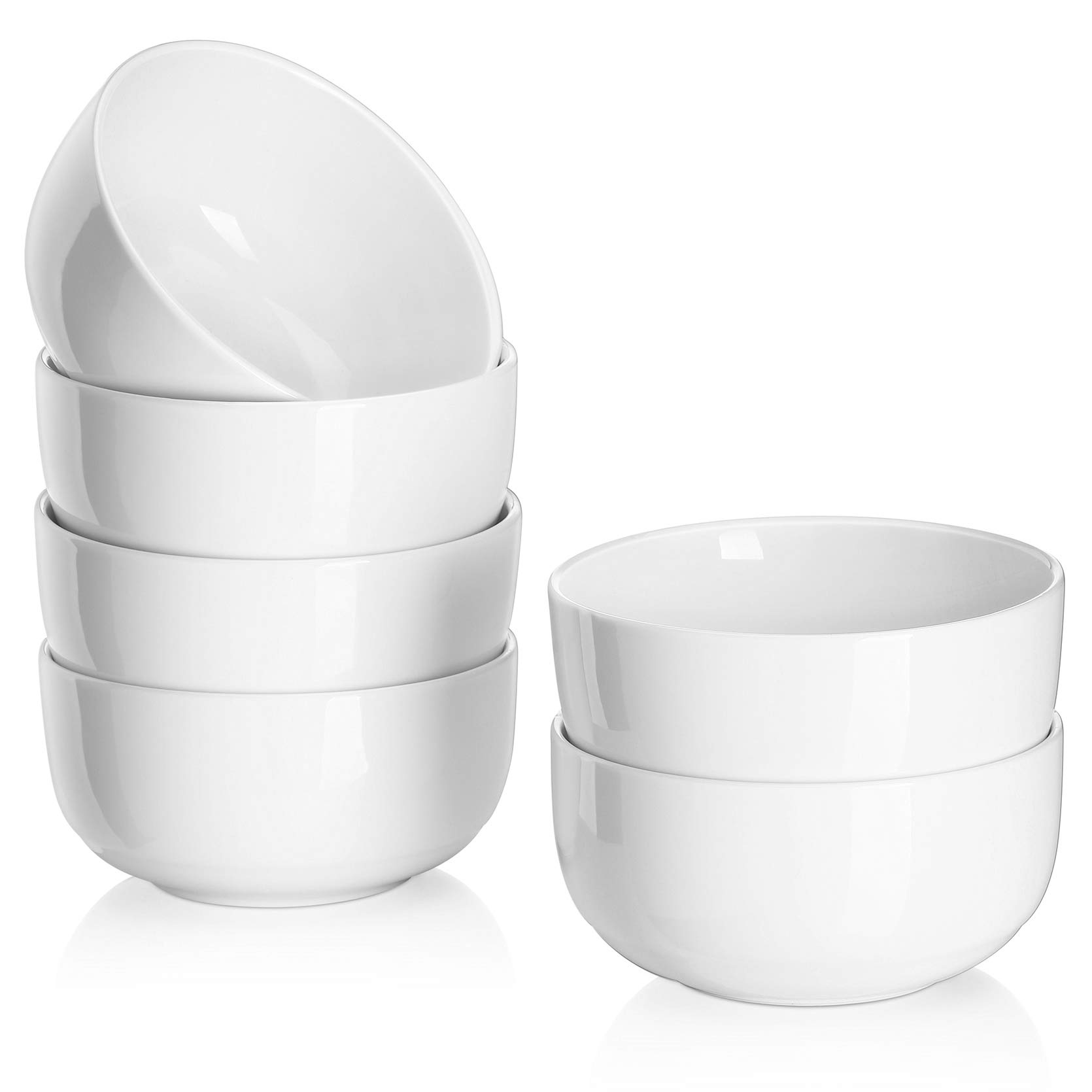 DOWAN Small Dessert Bowl, 300ml Breakfast Bowls Set of 6 for Kitchen, Porcelain Soup Bowls for Rice, Side Dishes, Ice Cream, Oatmeal, Fruit, Portion Control, Dishwasher Microwave Safe. Ø 10.0cm