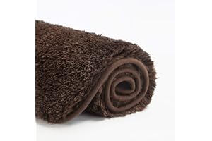 Suchtale Bathroom Rug Non Slip Bath Mat for Bathroom (16 x 24, Brown) Water Absorbent Soft Microfiber Shaggy Bathroom Mat Machine Washable Bath Rug for Bathroom Thick Plush Rugs for Shower