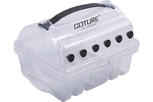 Goture Fishing Line Storage Box 1/2Pcs, 6(2 Large + 4 Standard) Slots Fishing Line Case, PP Clear Visibility Fishing Line Organizer, Silicone Holes Line Spool Box