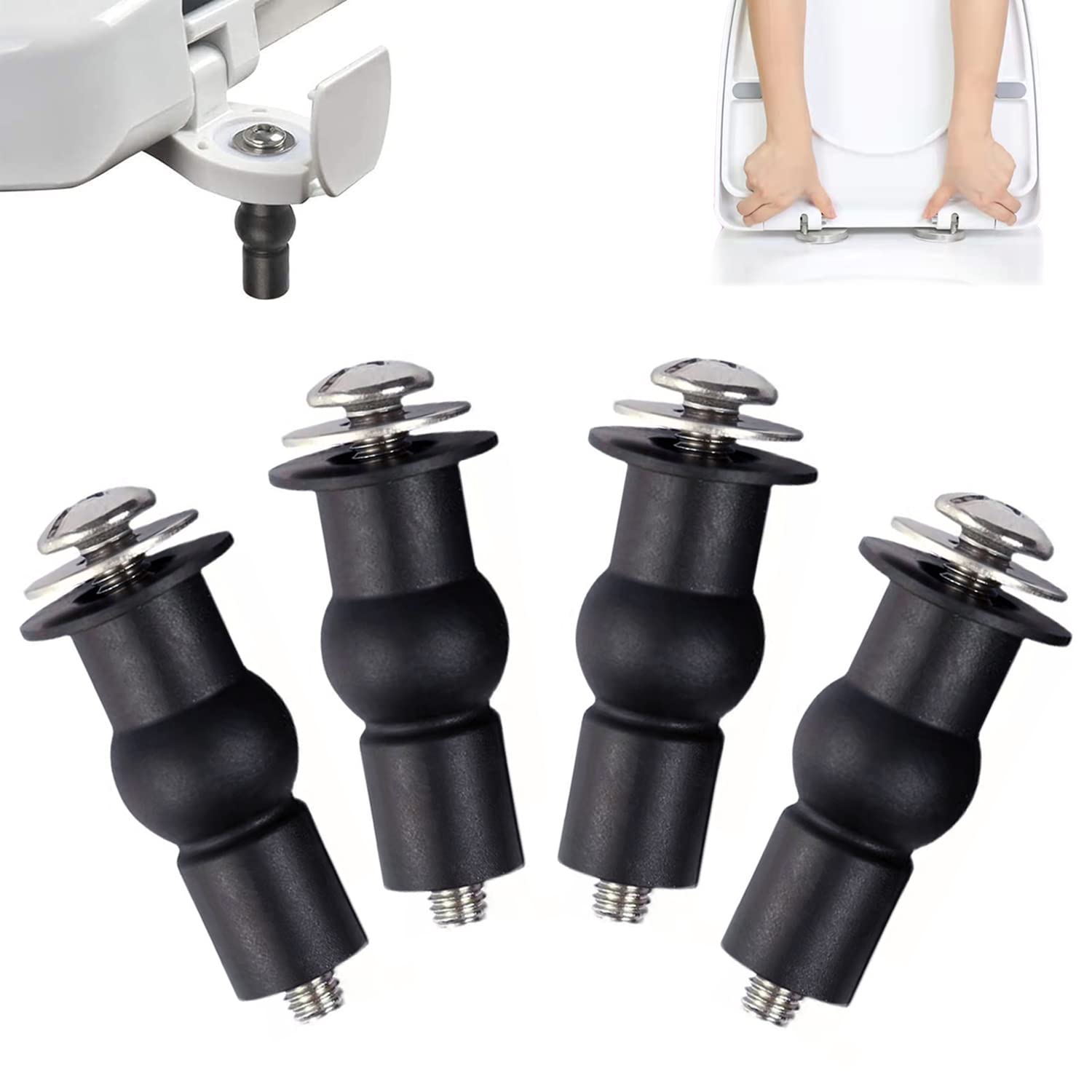 4 Pack Toilet Seat Hinges Screw, Blind Hole fixings, Toilet Seat Fittings, Toilet Seat Screws, Toilet Lid Fixings Fixtures, Toilet Seat Top Fix Screws Fixings, Bolts Toilet Seats Fittings Fix