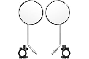 JULAI Bike Handlebar Rearview Mirror, Universal Adjustable Rotatable Vintage Safe Clear Mirror for Mountain Road Bike Bicycle ebike Motorcycle Scooter with 8mm Bolt (1 Pair Convex)
