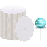 Tiangrid 100 Pcs Scalloped Cake Pop Boards with Hole Cake Base, White | Sturdy Cardboard with Center Hole, Ideal for Baby Shower Dessert Table Birthday Wedding, Display Cake Pops Pastries Treats