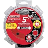 Diablo Premium Fast Sanding Discs - 5" Dia, 40-Grit, Ultra Coarse, 50-Pack | 12 Holes with Hook &amp; Lock Backing, Ceramic Blend - for Extra Heavy Removal and Stripping - DCD050040H50G