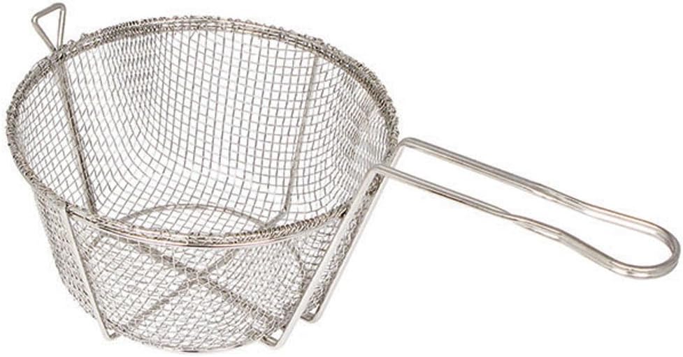 Winco FBR-9, 9-Inch 4-Mesh Round Wire Fry Basket with Handle, Heavy-Duty Deep Fryer Basket