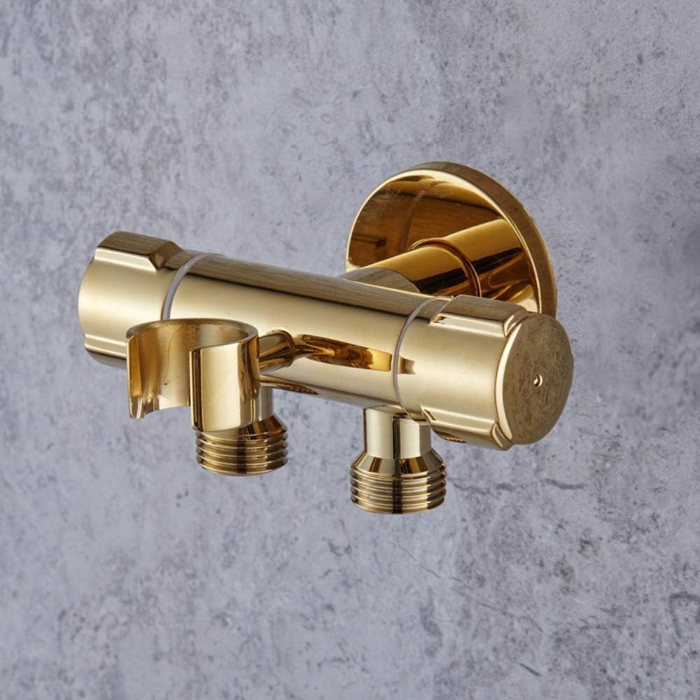 Mountr Valve With Shower Seat Toilet Handheld Bidet Spray Gold Muslim Cloth Diaper Spraye Kit Set Closestool Squatting Pan Flower Sprinkle Cleaning Gold One Into Two Out Three-way Angle Taps
