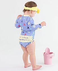 RuffleButts Down by The Bay Long Sleeve One Piece