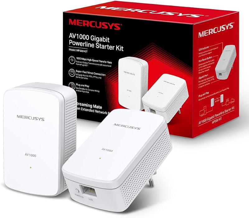 Prise CPL 1000 Mbps, Port Gigabit, Plug & Play, Kit de 2 MP500