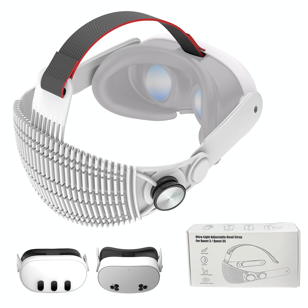 JYXEREM Silicone Adjustable Head Strap Compatible with Meta Quest 3 / Quest 3S/3S Xbox Edition – Lightweight VR Accessory for Comfortable Pressure Relief, Breathable & Recline-Friendly Design,White