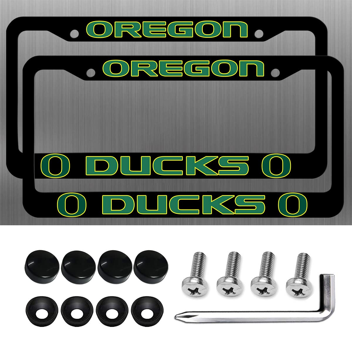 Photo 1 of 2 Packs Matte Black for Oregon Ducks License Plate Frames -2 Holes License Plate Holder,Universal Aluminum Tag Frame for License Plate for Front and Rear Car Tags