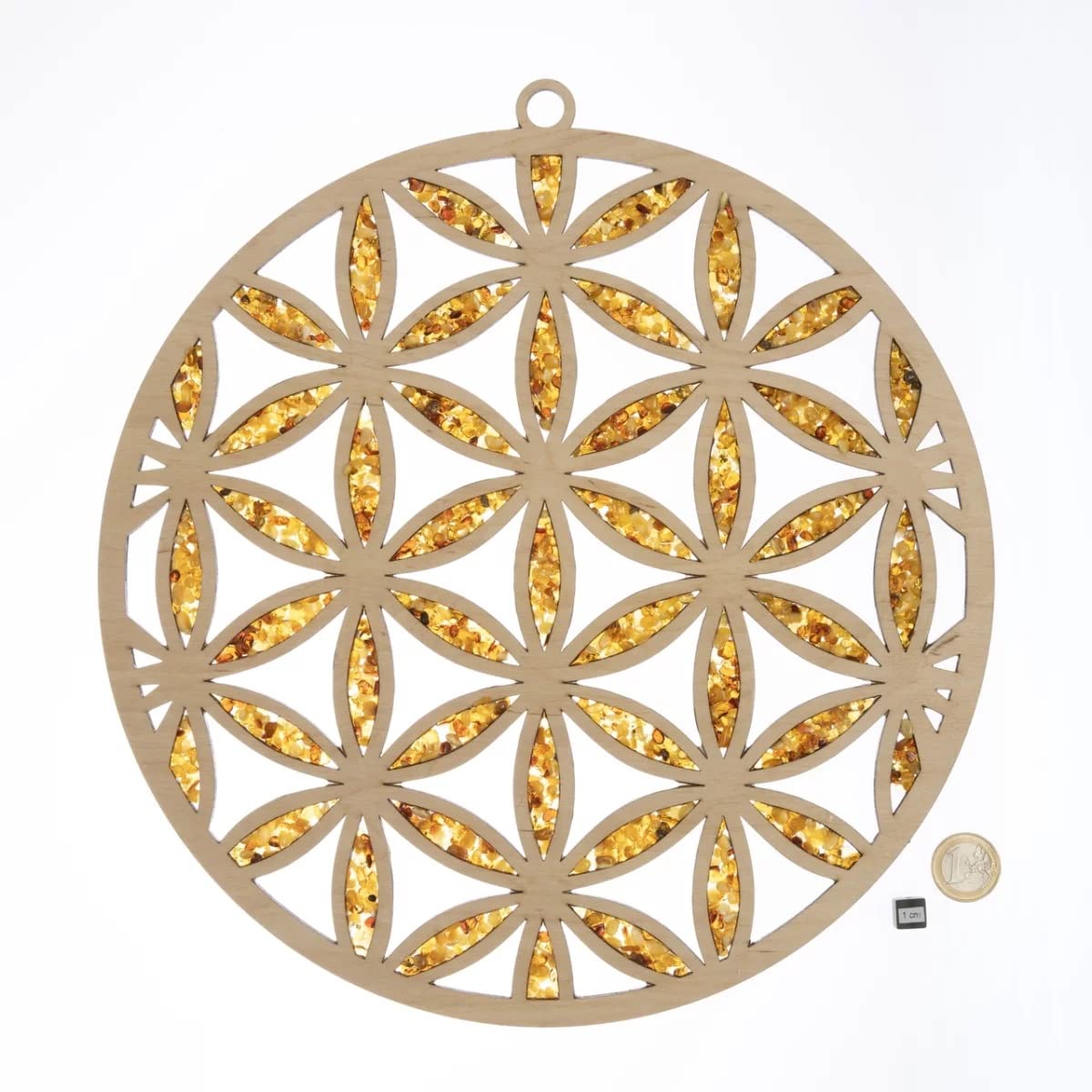 Window Decoration Suncatcher Amber in Birch Wood Diameter 30 cm with Suction Cup Hooks 35 mm