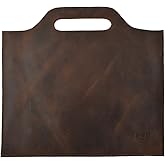 Hide & Drink, Flat Handbag, Minimalist Style Carry-On Bag, Thin Portfolio, Classic Document Holder, Travel Accessory, Full Grain Leather, Handmade, Bourbon Brown