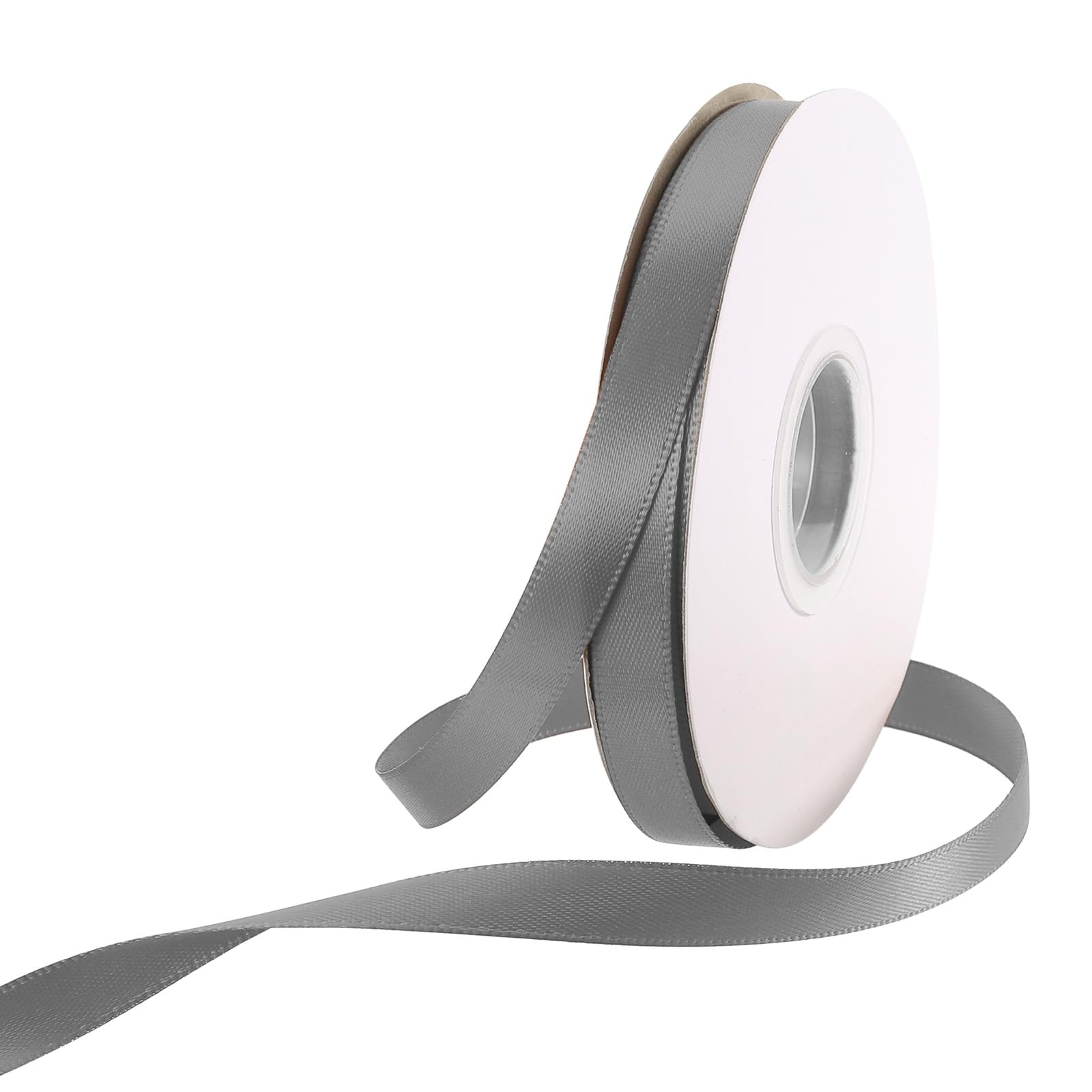 Rebower 10mm Satin Ribbon 46m Thick Double Face Grosgrain Silk Ribbon, [for Gift Wrapping, Hair Bows, Wedding, Cake, Flower] - 50 Yard/150ft/ Dark Grey — image 1